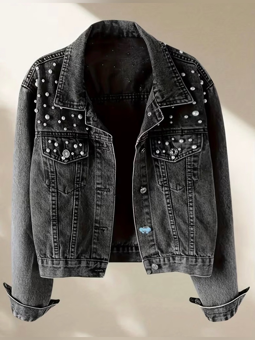 Western Jacket Studded Black Denim Jacket - Women